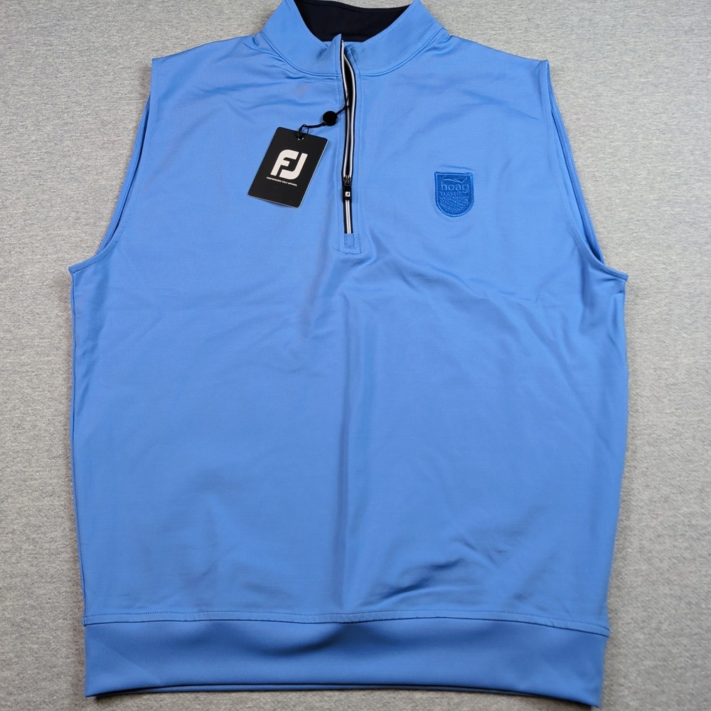 FootJoy Hoag Classic Golf 1/2 zip gathered waist Vest Men S Lagoon Blue NWT
